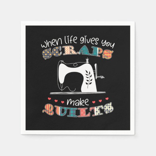 Scraps Quilt Quilting Crafting Sewing Machine Gift スタンダードカクテルナプキン (正面)