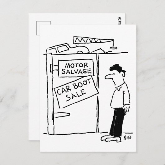 Scrapyard Cartoonでの車のブーツ販売 ポストカード (正面/裏面)