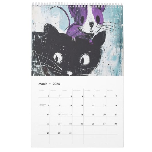 Scratch & Whiskers – Graphic Cat Calendar 2026 カレンダー (3月 2026)