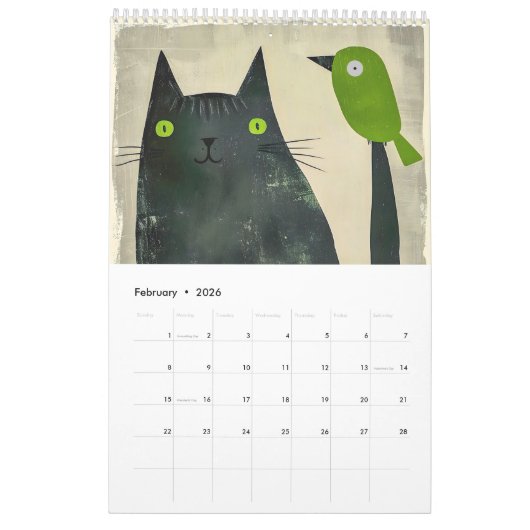 Scratch & Whiskers – Graphic Cat Calendar 2026 カレンダー (2月 2026)