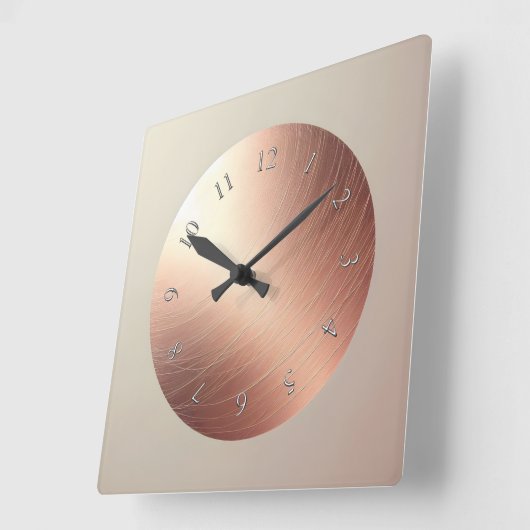 scratched copper plate スクエア壁時計 (傾斜)