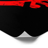 Scratched Red Sikh Khanda Symbol on Black ポスター (角)