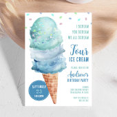 Scream FOUR Ice Cream Birthday Party Invitation 招待状