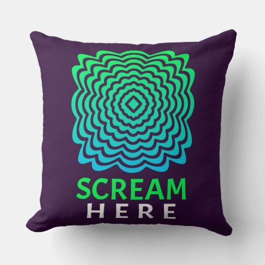 Scream Here | グリーン＆ブルーの波紋模様のクッション クッション (正面)