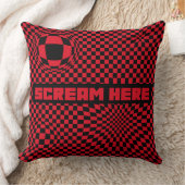 Scream Here | 赤い市松模様のオプティカルイリュージョンスロー クッション (ブランケット)