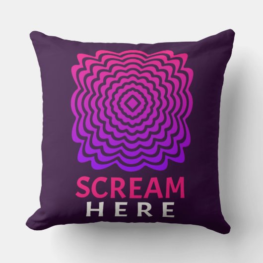 Scream Here | Pink & Purple Ripple Throw Pillow クッション (正面)