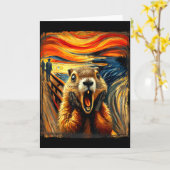 Scream Parody Funny Animal Painting Artistic Groun カード (黄色い花)