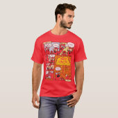 Screamin Kittehs Meww Comikhe Button friend boy Tシャツ (正面フル)