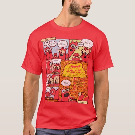 Screamin Kittehs Meww Comikhe Button friend boy Tシャツ (正面)