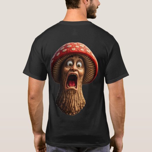 Screaming bearded mushroom man double sided graphi tシャツ (裏面)