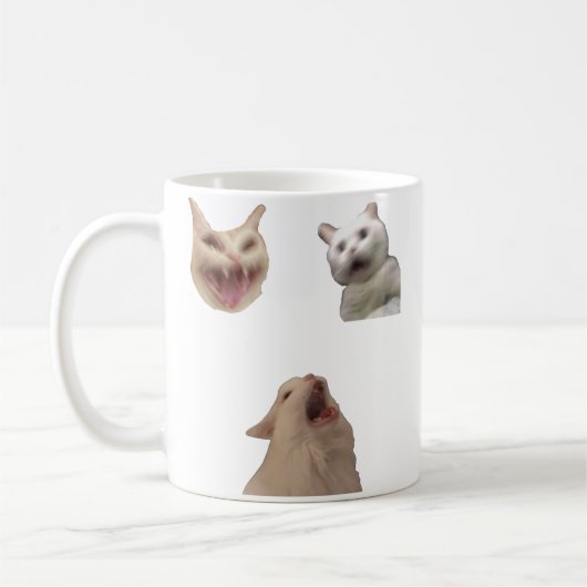 Screaming Cat Set Funny Meme for Cat Lovers Mug コーヒーマグカップ (左)