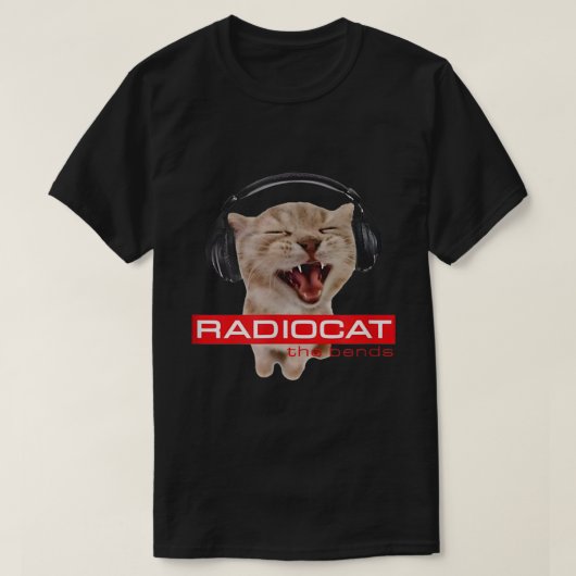 Screaming DJ Cat Meme Headphone Music Lover Art Tシャツ (デザイン正面)