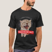 Screaming DJ Cat Meme Headphone Music Lover Art Tシャツ (正面)