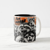 Screaming Faces in Black and White Zine Art ツートーンマグカップ (正面右)