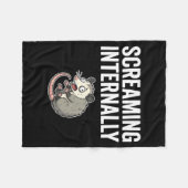 Screaming Internally Funny Ossum Anxiety Meme  フリースブランケット (正面(横))