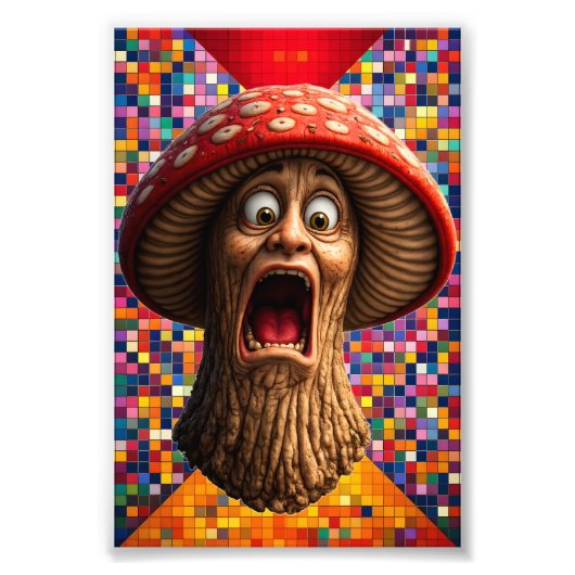 Screaming mushroom man graphic art print フォトプリント            (正面)