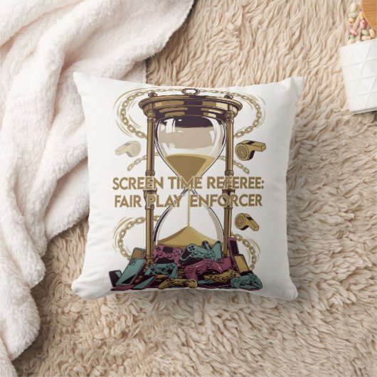 Screen Time Referee T Shirt, Fair Play Enforcer クッション (ブランケット)