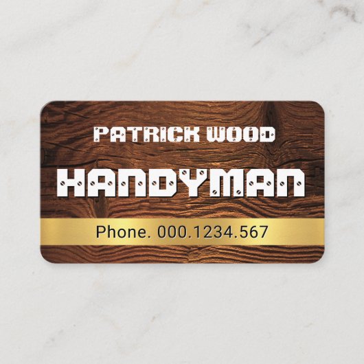 Screwed Handyman Name On Wood 名刺 (正面)
