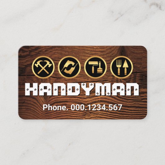 Screwed HANDYMAN Tools On Wood 名刺 (正面)