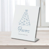 Scribble Blue Bow Christmas Tree Bridal Shower 台座サイン