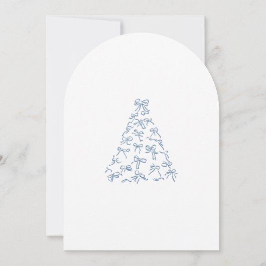 Scribble Blue Bow Christmas Tree Bridal Shower  招待状 (裏面)