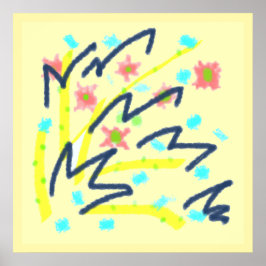 Scribble Buds Art Posterプリント結婚のホームオフィス ポスター