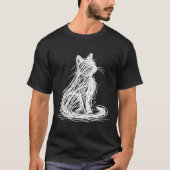 Scribble Cat Minimal Line Art Japanese  Tシャツ (正面)