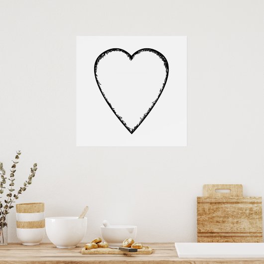 Scribble Edgeでハートを愛する。 ポスター (キッチン)