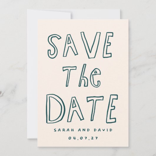 Scribble Funny Doodle Save the date 招待状 (正面)