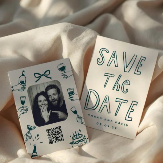 Scribble Funny Doodle Save the date 招待状
