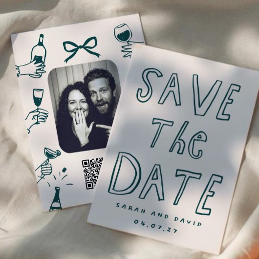 Scribble Funny Doodle Save the date 招待状