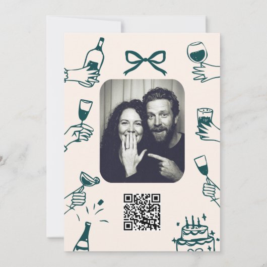 Scribble Funny Doodle Save the date 招待状 (裏面)