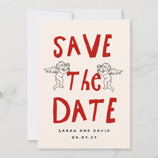 Scribble Funny Doodle Save the date Invitation 招待状 (正面)
