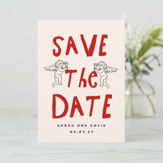 Scribble Funny Doodle Save the date Invitation 招待状 (スタンド正面)