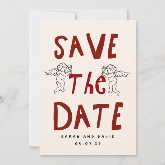 Scribble Funny Doodle Save the date Invitation 招待状 (正面)