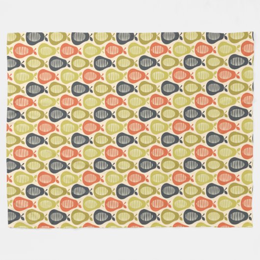 Scribble Pearカラー数々の、レトロモダンスタイル フリースブランケット (正面(横))