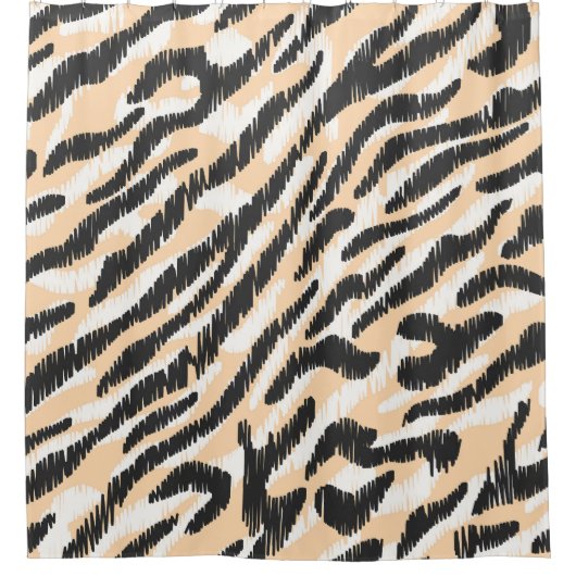 Scribble Zebra Leopard:ヴィンテージ シャワーカーテン (正面)