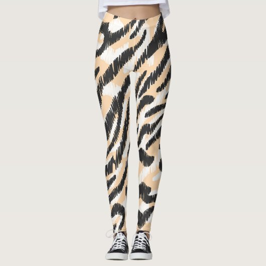 Scribble Zebra Leopard:ヴィンテージ レギンス (正面)
