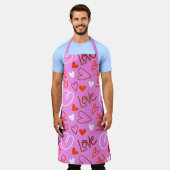 Scribbled Love Hearts Apron エプロン (着用した状態)