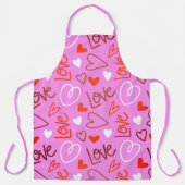 Scribbled Love Hearts Apron エプロン (正面)