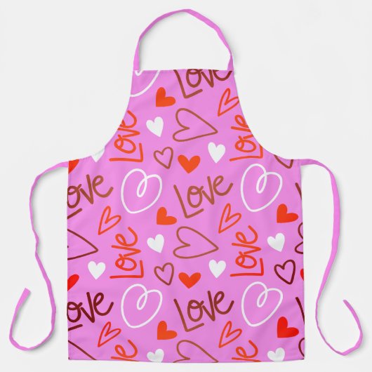 Scribbled Love Hearts Apron エプロン (正面)