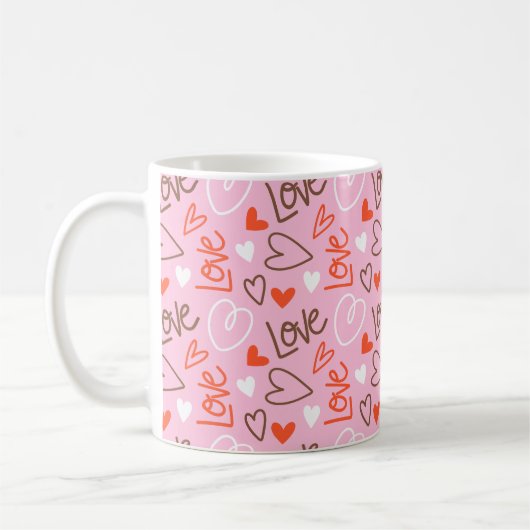 Scribbled Love Hearts Classic Mug コーヒーマグカップ (左)