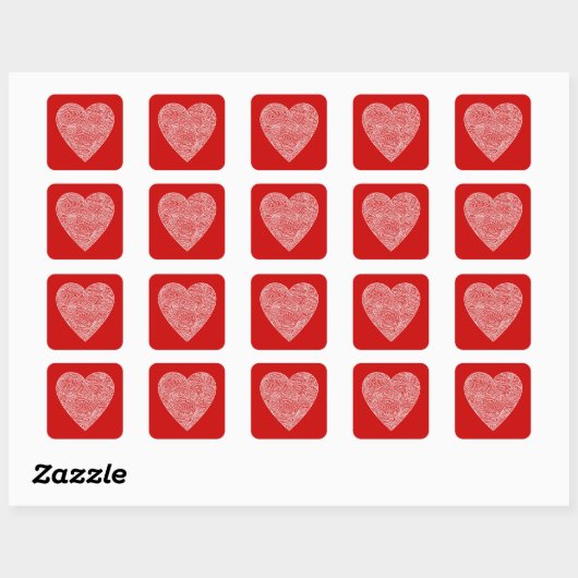 Scribbleprint Heart Sticker スクエアシール (シート)
