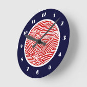 Scribblprint赤 ラウンド壁時計 (傾斜)