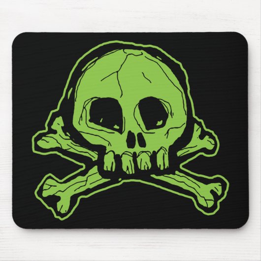 Scribblyの緑のスカル マウスパッド (正面)