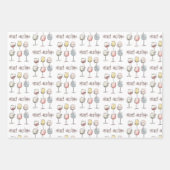 Scribbly doodle wine glass pattern Merry Christmas ラッピングペーパーシート (正面3)