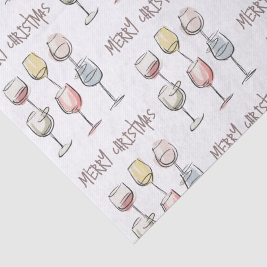 Scribbly doodle wine glass pattern Merry Christmas 薄葉紙 (詳細)