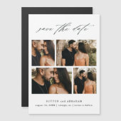 Scriptの結婚Photo Collage日付の保存 マグネット招待状 (正面/裏面)