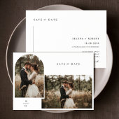 Scriptエレガントのモダン写真の日付の保存 招待状