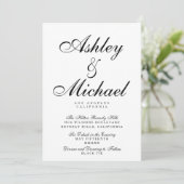 SCRIPTエレガントタイポグラフィ白黒結婚の 招待状 (スタンド正面)